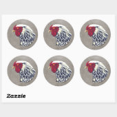 Silver Laced Wyandotte Rooster Runder Aufkleber (Blatt)