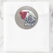 Silver Laced Wyandotte Rooster Runder Aufkleber (Tasche)