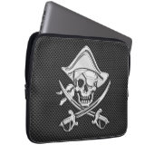 Silver Lächeln Pirate auf Carbon Fibre Style Laptopschutzhülle (Vorne Rechts)