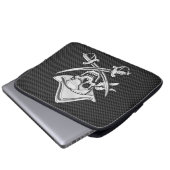 Silver Lächeln Pirate auf Carbon Fibre Style Laptopschutzhülle (Vorne Knopf)