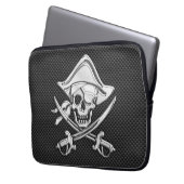 Silver Lächeln Pirate auf Carbon Fibre Style Laptopschutzhülle (Vorderseite Links)