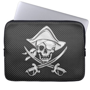 Silver Lächeln Pirate auf Carbon Fibre Style Laptopschutzhülle