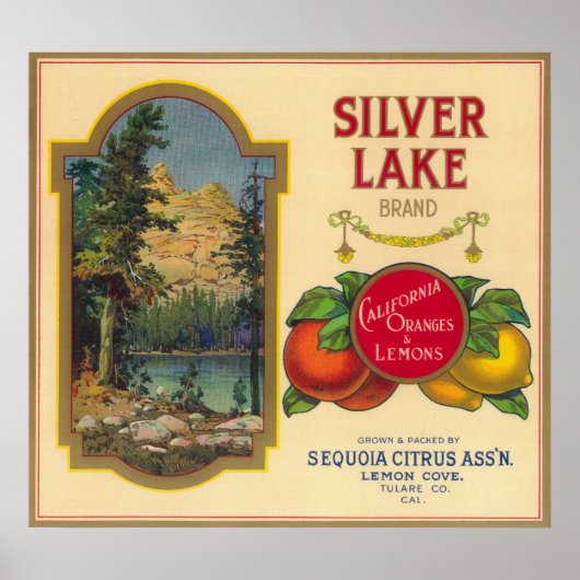 Silver Lake Orange LabelLemon Cove, CA Poster (Vorne)