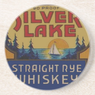 Silver Lake Whiskey Vintage Werbeetikett Sandstein Untersetzer