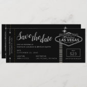 Silver Las Vegas Boarding Pass Save the Date Karte (Vorne/Hinten)