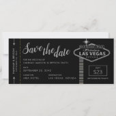 Silver Las Vegas Boarding Pass Save the Date Karte (Vorderseite)
