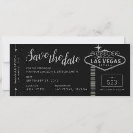 Silver Las Vegas Boarding Pass Save the Date Karte