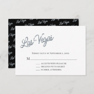Silver Las Vegas Glitzern Wedding RSVP Einladung