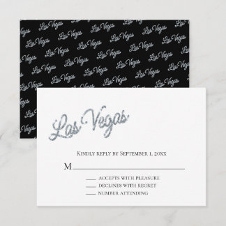 Silver Las Vegas Glitzern Wedding RSVP Einladung