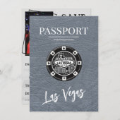 Silver Las Vegas Passport Save the Date (Vorne/Hinten)