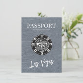 Silver Las Vegas Passport Save the Date (Stehend Vorderseite)