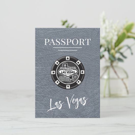 Silver Las Vegas Passport Save the Date (Stehend Vorderseite)