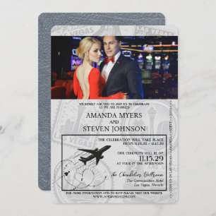 Silver Las Vegas Passport Wedding Einladung