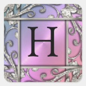 Silver Lattice Monogram Umschlag Aufkleber (Vorderseite)