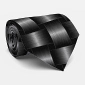 Silver Lattice Neck Tie Black Gray Krawatte (Gerollt)