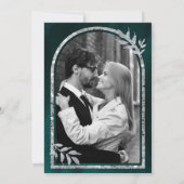 Silver Laurel Wreath Verlasst Dunkle Aquamarine Ho Save The Date (Rückseite)