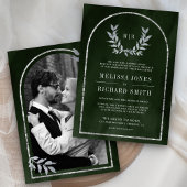 Silver Laurel Wreath Verlasst Olive Green Wedding Einladung