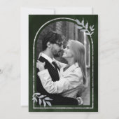 Silver Laurel Wreath Verlasst Olive Green Wedding Save The Date (Rückseite)