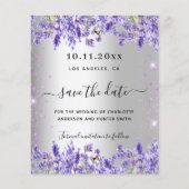 Silver Lavendel florals Hochzeit speichern das Dat Flyer (Vorne)