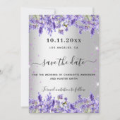 Silver Lavendel florals Hochzeit speichern das Dat Save The Date (Vorderseite)