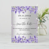 Silver Lavendel florals Hochzeit speichern das Dat Save The Date (Stehend Vorderseite)