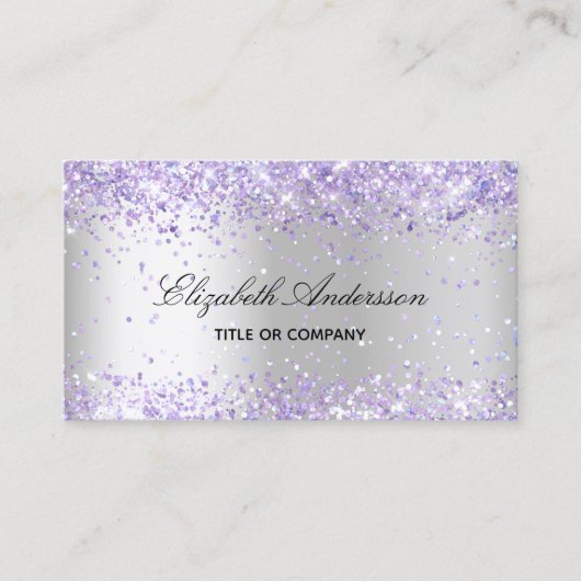 Silver Lavendel Foto QR-Code Visitenkarte (Vorderseite)