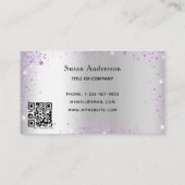 Silver Lavendel QR Code Glitzer Visitenkarte (Rückseite)