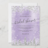 Silver Lavendel Schneekiefer WinterBrautparty Einladung (Vorderseite)