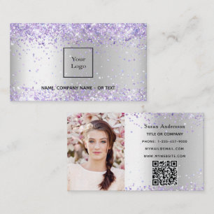 Silver Lavender Foto QR Code Schönheitssalon Visitenkarte