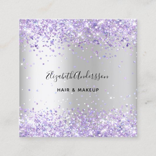 Silver lavender violet profile Foto qr Quadratische Visitenkarte (Vorderseite)