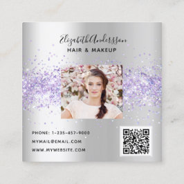 Silver lavender violet profile Foto qr Quadratische Visitenkarte
