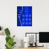 Silver Leaf Bright Blue Wedding Chart Poster (Heimbüro)