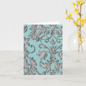 Silver Leaf Damask Anpassbare Farbkarte Karte (Gelbe Blume)