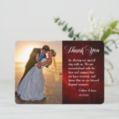 Silver Leaf Deep Red Foto Wedding Vielen Dank Dankeskarte (Stehend Vorderseite)