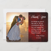 Silver Leaf Deep Red Foto Wedding Vielen Dank Dankeskarte (Vorderseite)