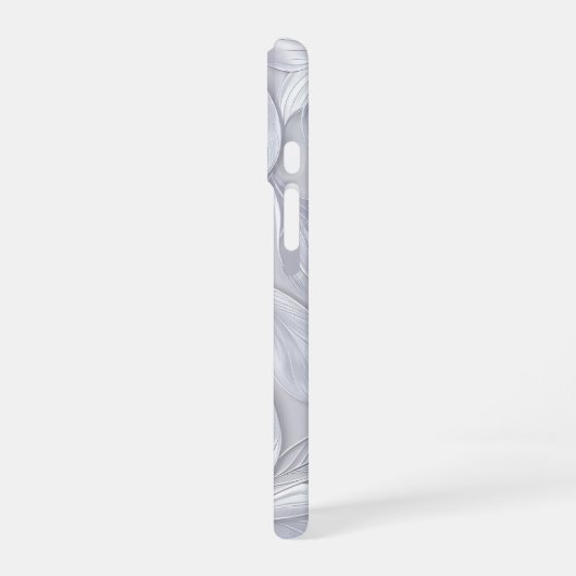 Silver Leaf Elegant Pattern iPhone 16 Hülle (Linke Seite)