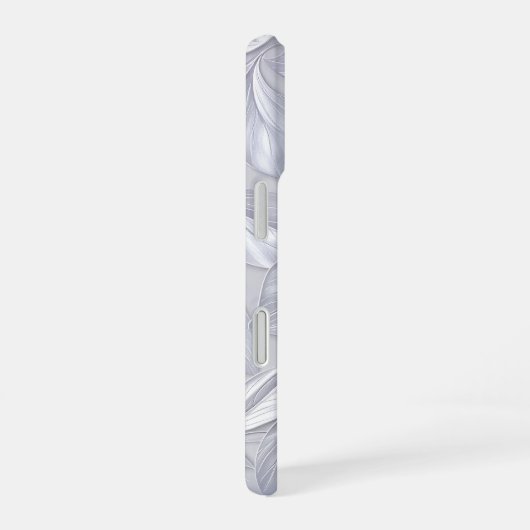 Silver Leaf Elegant Pattern iPhone 16 Hülle (Rechte Seite)
