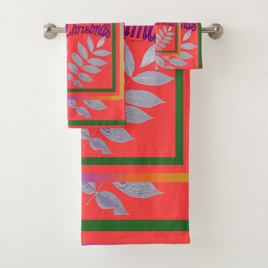 SILVER LEAF MERRY CHRISTMAS BADHANDTUCH SET (Insitu)