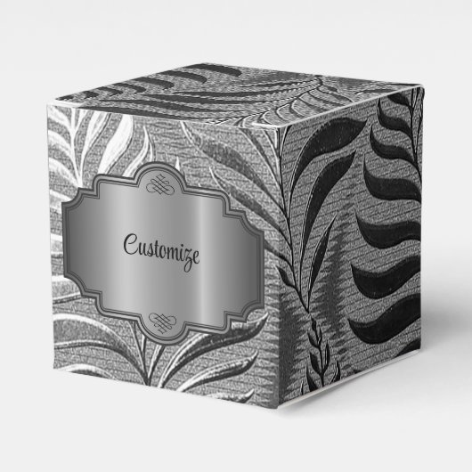 Silver Leaf Motif Cube Geschenkschachtel (Vorderseite)
