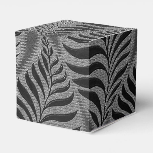 Silver Leaf Motif Cube Geschenkschachtel (Rückseite)