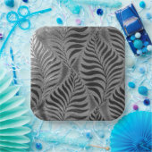 Silver Leaf Motif Square Pappteller (Party)