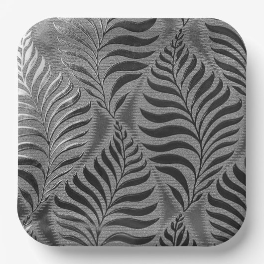 Silver Leaf Motif Square Pappteller (Vorderseite)