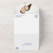 Silver Leaf Swirl Blue Foto Template Wedding All In One Einladung (Außenbereich)