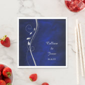 Silver Leaf Swirl Blue Wedding Napkins Serviette (Beispiel)
