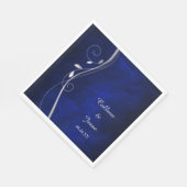 Silver Leaf Swirl Blue Wedding Napkins Serviette (Ecke)