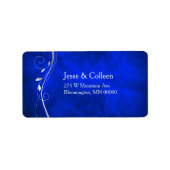 Silver Leaf Swirl Bright Blue Wedding Return Label Adressaufkleber (Vorne)