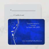Silver Leaf Swirl Bright Blue Wedding RSVP Card Karte (Vorne/Hinten)