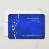 Silver Leaf Swirl Bright Blue Wedding RSVP Card Karte (Vorderseite)