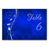 Silver Leaf Swirl Bright Blue Wedding Tischnummer (Vorderseite)