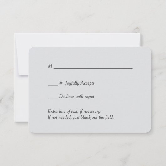 Silver Leaf Swirl Deep Lila Wedding RSVP Card (Rückseite)